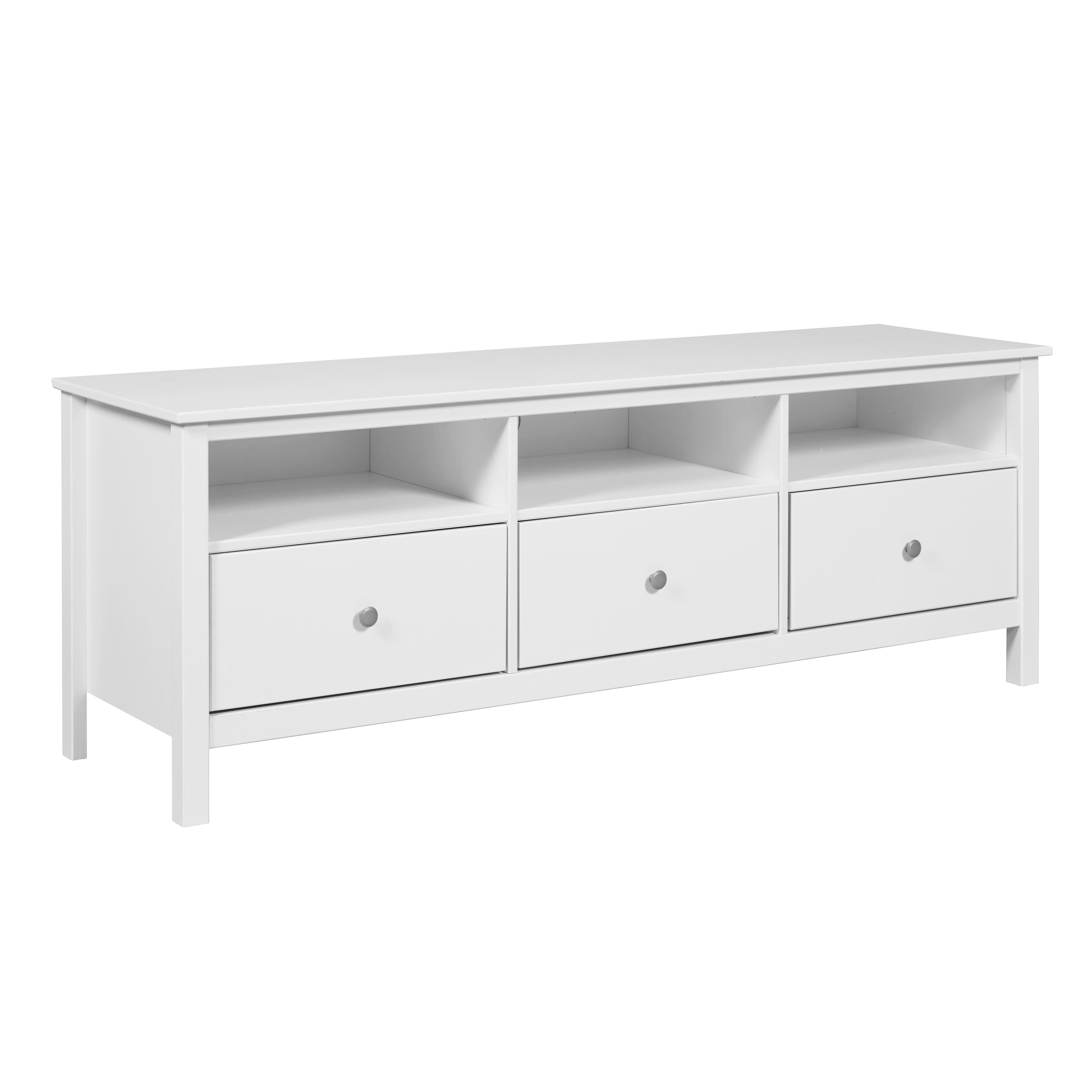 NORDIC LIVING COLLECTION TV-skåp i massiv furu med 3 lådor och 3 hyllplan, vitlackerad. Totalmått: 160 x 45 x 57 cm.