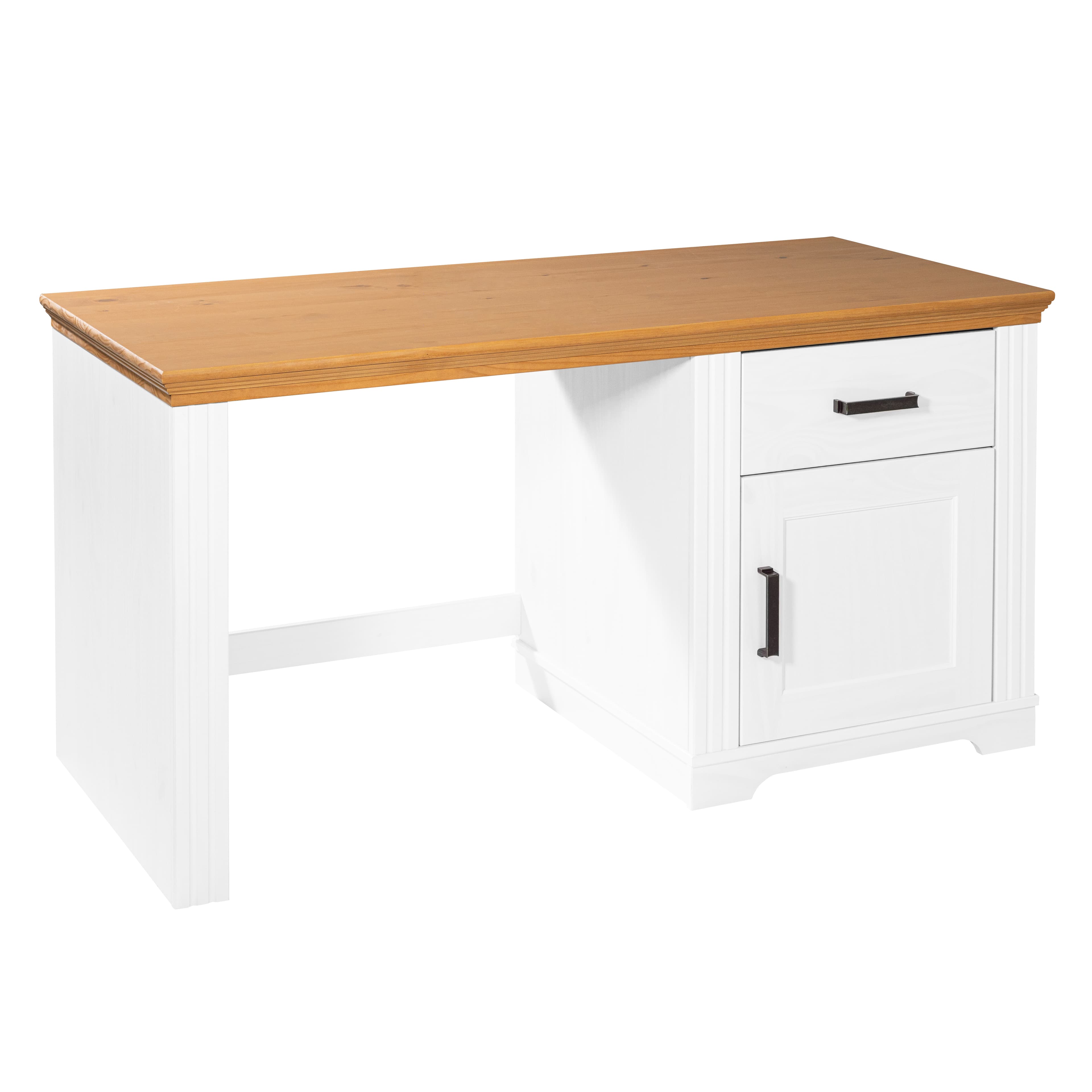 NORDIC LIVING COLLECTION Maluno skrivbord med 1 dörr och 1 låda tillverkat av massivt trä, vitlackerat