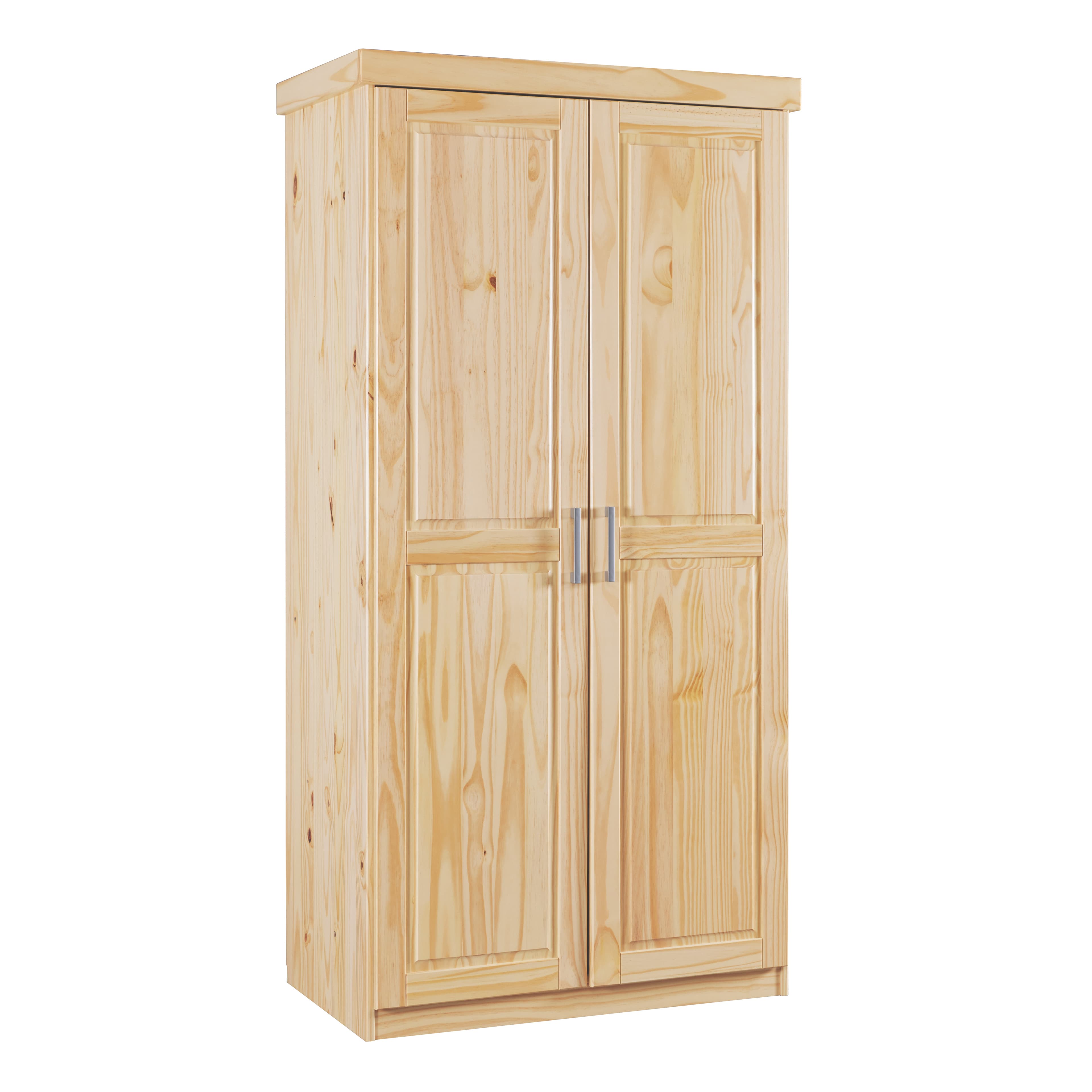 NORDIC LIVING COLLECTION Leon skåp med 2 dörrar i massiv furu med 1 stort fack med klädstång, 1 hatthylla och PVC-handtag