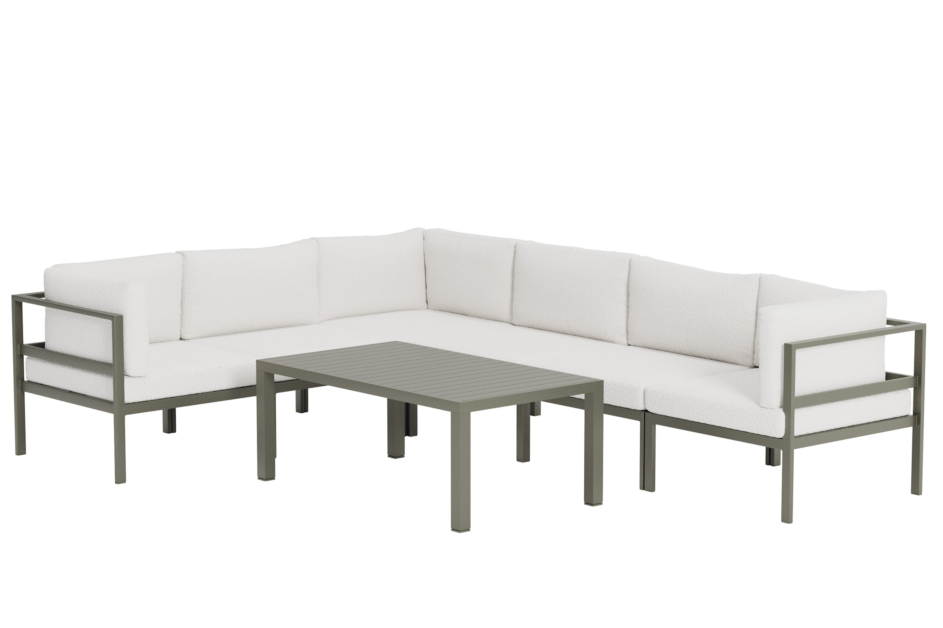 VENTURE HOME Copacabana Hörnsoffa 3 + 3 med Bord - Brun / Vit Bouclé