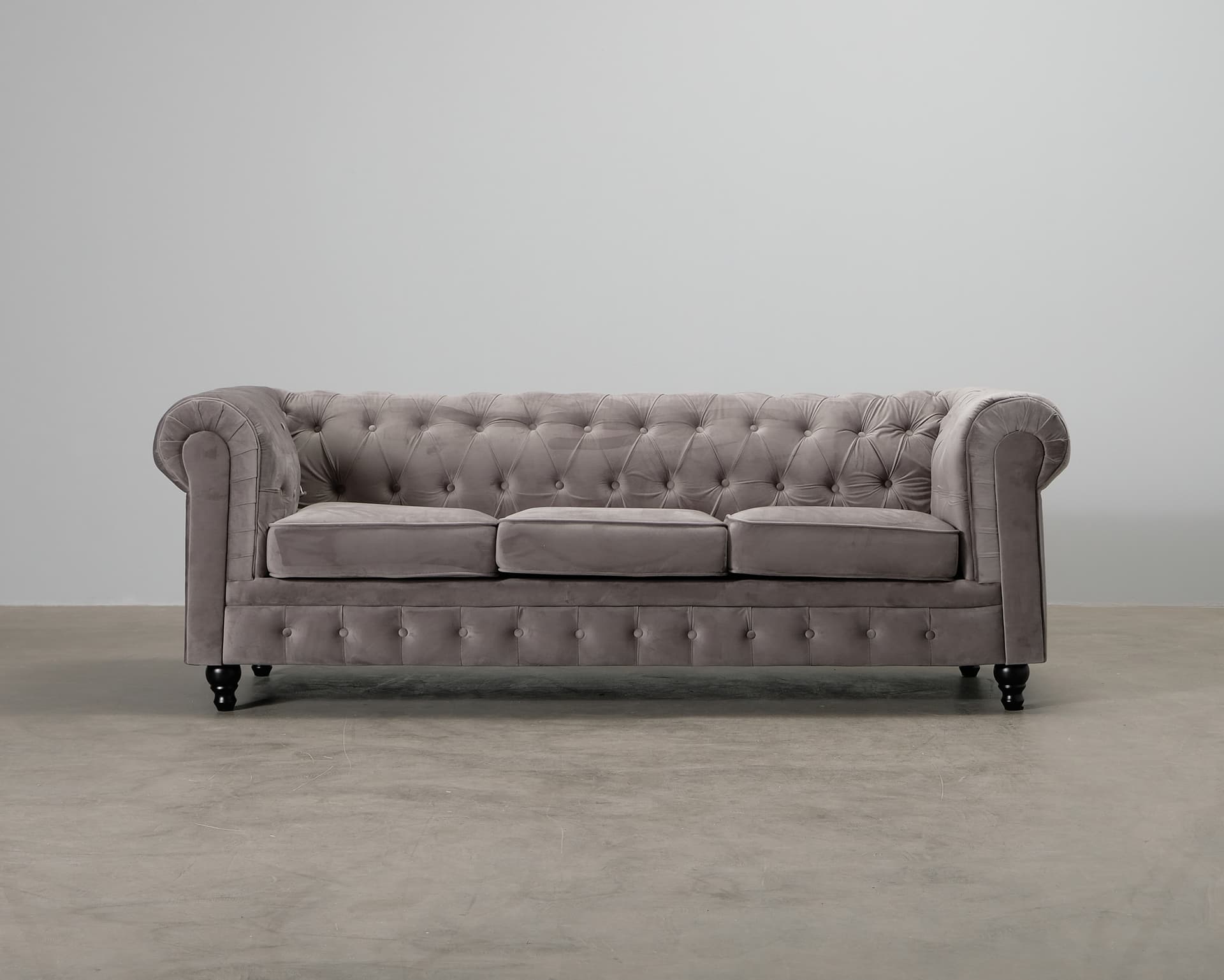 Chesterfield Lyx 3-sits soffa grå
